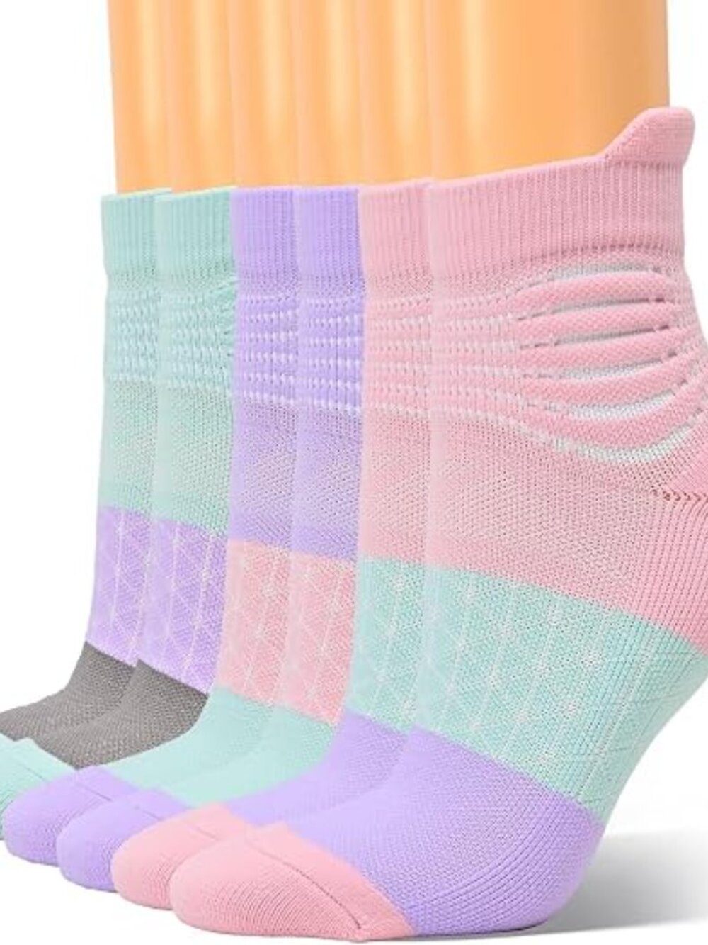 Women's Pastel Compression Ankle Support Socks Wicking Cushioned Athletic 3 Pr